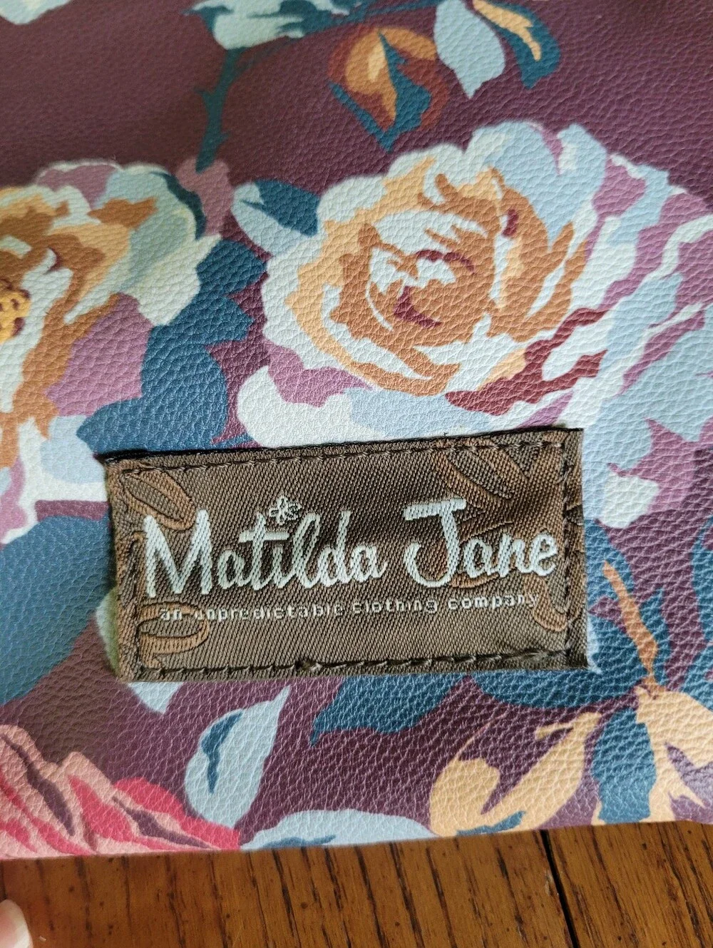 Matilda Jane Moments With You Plum Perfect Floral Faux Leather Backpack NWOT